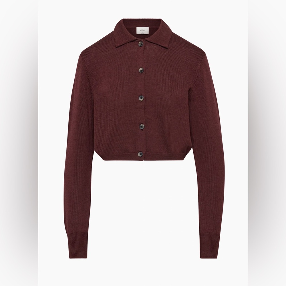Wilfred Wine Button-Up Cropped Cardigan